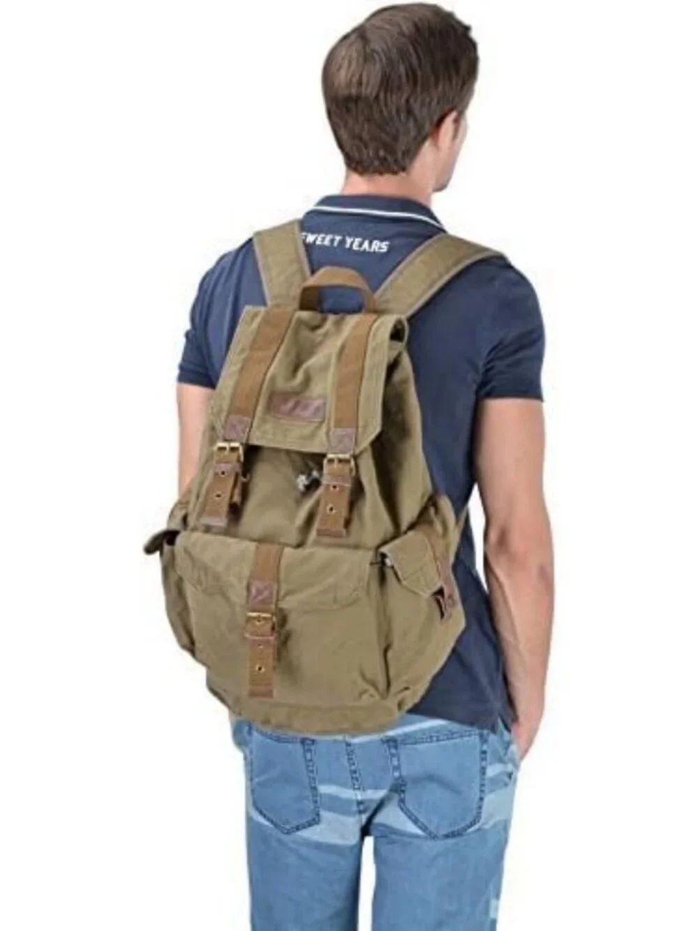 Large High-Density Canvas Backpack Rucksack in Field Tan - Durable & Stylish